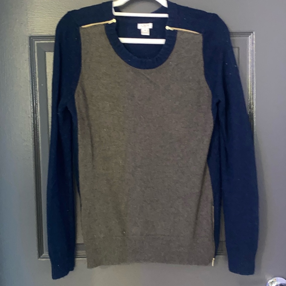 JCREW Color Block Zip Sweater